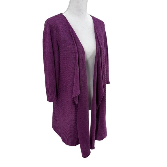 Eileen Fisher Cardigan Sweater Knit Open Draped Linen Purple Size Petite large - Picture 3 of 13